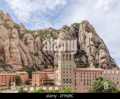 Famous monastery Santa Maria de Montserrat Abbey. Catalonia, Spain Stock Photo