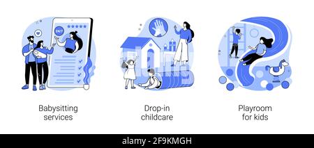 Childcare services abstract concept vector illustrations. Stock Vector