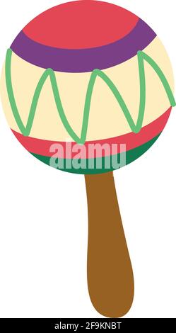 Isolated decorated maraca icon. Mexican musical instrument - Vector Stock Vector