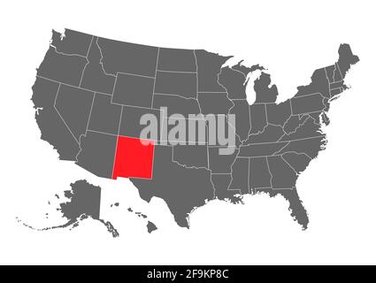 new mexico vector map. High detailed illustration. United state of America country . Stock Vector
