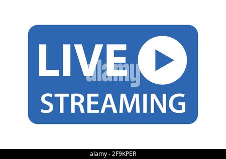Live streaming icon vector symbol, isolated on white background. Button video player . Stock Vector