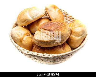 Bread basket isolated on white background Stock Photo
