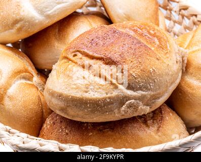 Buns in a basket background Stock Photo