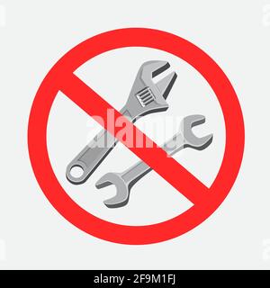 hammer knocking prohibited sign symbol Stock Vector
