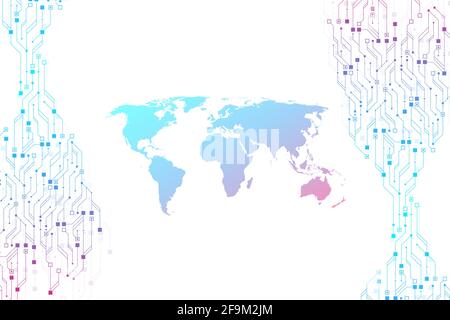 Technology abstract circuit board texture background. High-tech futuristic circuit board banner wallpaper. Digital data. Engineering electronic Stock Photo