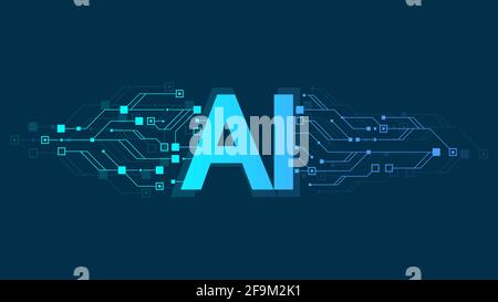 Artificial Intelligence Logo, Icon symbol AI, deep learning blockchain neural network concept. Machine learning, artificial intelligence, ai. Stock Photo
