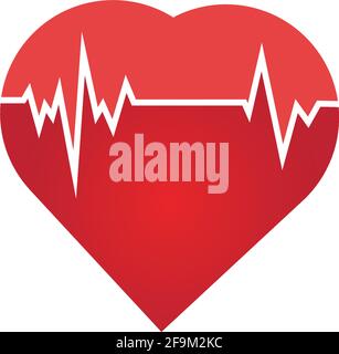 Heart rate icon - health monitor. Red Heart Rate.Blood pressure vector icon, heart cheering cardiogram, good health logo, healthy pulse flat symbol, m Stock Vector