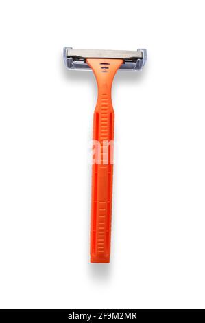 Disposable shaving razor orange Stock Photo