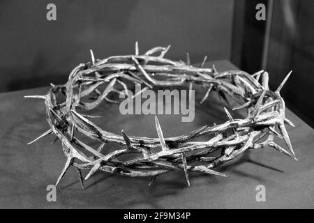 Thorny wreath. Black and white photo Stock Photo