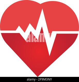 Heart rate icon - health monitor. Red Heart Rate.Blood pressure vector icon, heart cheering cardiogram, good health logo, healthy pulse flat symbol, m Stock Vector
