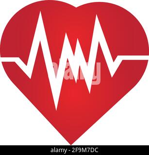 Heart rate icon - health monitor. Red Heart Rate.Blood pressure vector icon, heart cheering cardiogram, good health logo, healthy pulse flat symbol, m Stock Vector