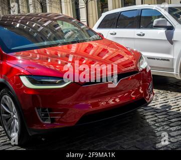 New York, USA. 07th Mar, 2020. A Tesla in the Soho neighborhood in New York on Saturday, March 7, 2020. (Photo by Richard B. Levine) Credit: Sipa USA/Alamy Live News Stock Photo