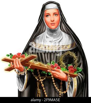 saint  Rita of Cascia is the patron saint of impossible causes catholic church holy spiritual religion illustration Stock Photo