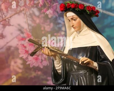 saint  Rita of Cascia is the patron saint of impossible causes catholic church holy spiritual religion illustration Stock Photo