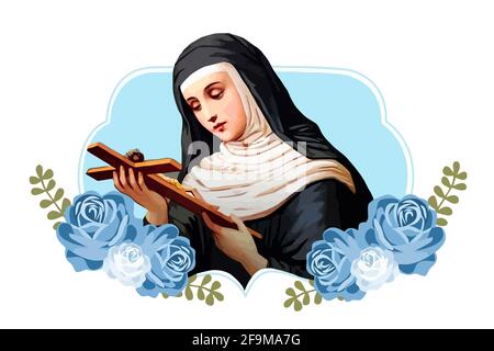 saint  Rita of Cascia is the patron saint of impossible causes catholic church holy spiritual religion illustration Stock Photo