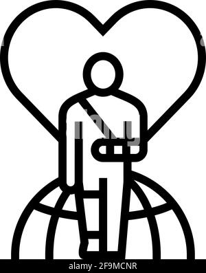 invalid patient refugee world help line icon vector illustration Stock Vector