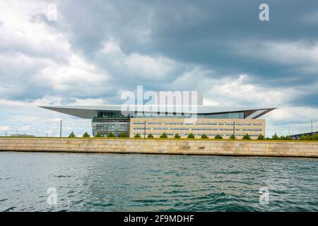 The contemporary architecture of the Royal Opera House in Copenhagen, Denmark, viewed from the canal Stock Photo