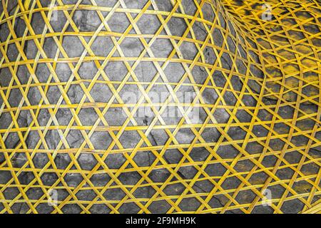Weaving Patterns on a Basket Hat Stock Photo