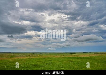 View over mixed grass prairie in Badlands National Park South Dakota Stock Photo