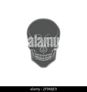 Modern Minimalist Human Skull Icon Vector Illustration. Simple skeleton of head icon for halloween or death concept. Skull symbol isolated on white Stock Vector