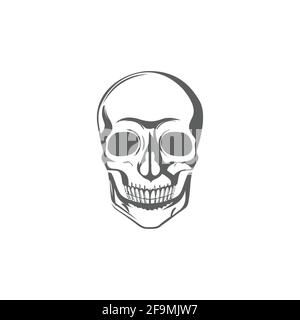 Modern Human Skull LIne Icon Vector Illustration. Simple skeleton of head outline icon for halloween concept. Skull symbol isolated Stock Vector