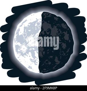last quarter moon phase lunar icon Stock Vector