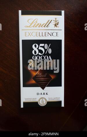 Lindt Dark Chocolate Bar. Stock Photo