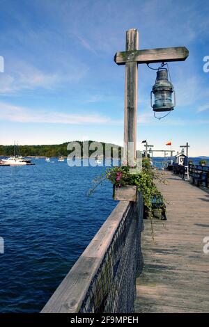 Lonely dock located in Bar Harbor, Mount Desert Island, Maine, USA Stock Photo