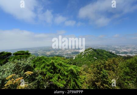 Beautiful views from the Pena palace in Sintra, Portugal. Stock Photo