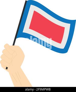 Hand holding and rising the maritime flag to represent the letter W Vector Illustration Stock Vector