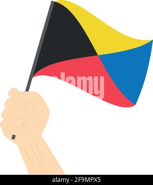 Hand holding and rising the maritime flag to represent the letter Z Vector Illustration Stock Vector