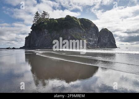 Abbey Island at Ruby Beach in Olympic National Park Washington State Stock Photo