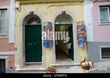 Walking through the old streets of Sintra, Portugal. Stock Photo