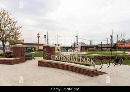 KINGSPORT, TN, USA--8 APRIL 2021: The Kingsport Centennial Park, built to celebrate the 100th anniversary of the city. Stock Photo