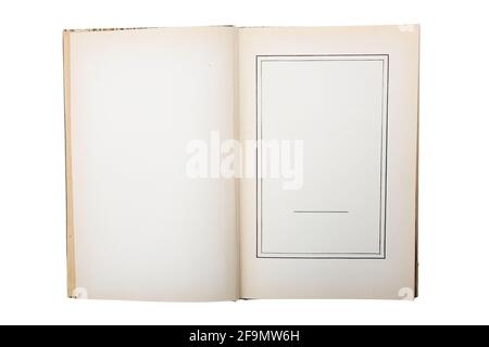 Opened antique book isolated on white background Stock Photo