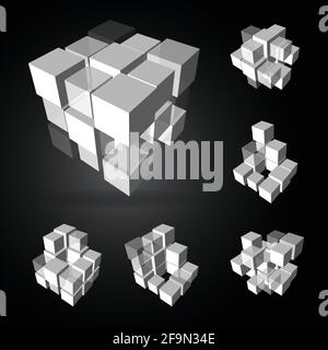 Vector, 3Ds cubic pattern,  EPS files with high flexibility. You can create your own by remove some block out. Stock Vector