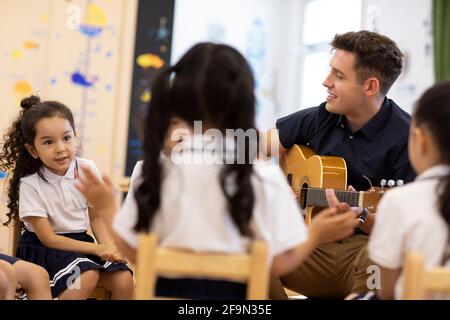 Music class in kindergarten Stock Photo