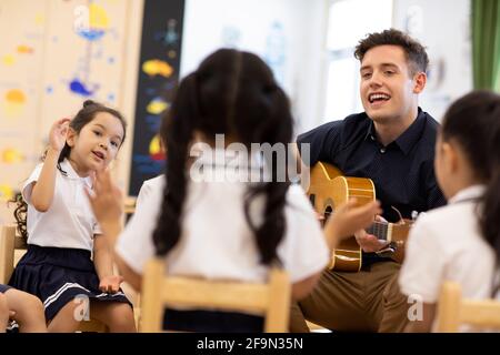 Music class in kindergarten Stock Photo