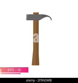A hammer with a wooden handle, and a nail clipper. Realistic design. On a white background. Carpenter tools. Flat vector illustration. Stock Vector