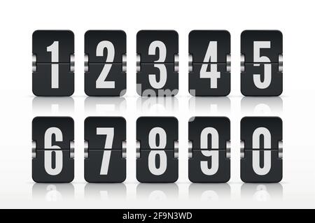 Black Countdown timer with white numbers isolated on transparent ...