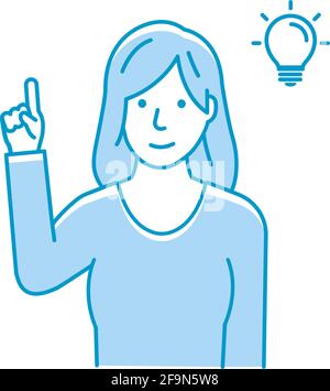 Vector illustration of a young woman having good idea ( inspiration, innovation ) Stock Vector
