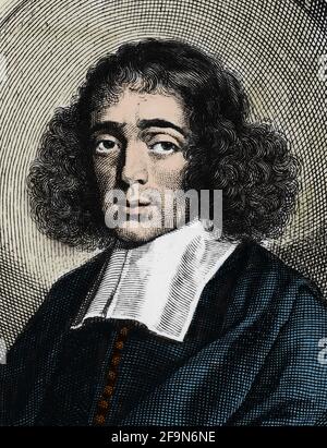 Portrait of Baruch Spinoza -  Dutch philosopher  1632-1677 Stock Photo