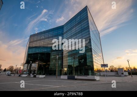 modern office building Baltic Business Park in the light of a beautiful sunset Stock Photo