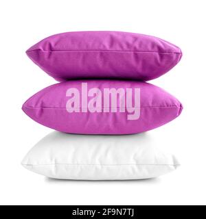 Pillows - stack of three cushions on white background Stock Photo