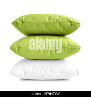 Pillows - stack of three cushions on white background Stock Photo