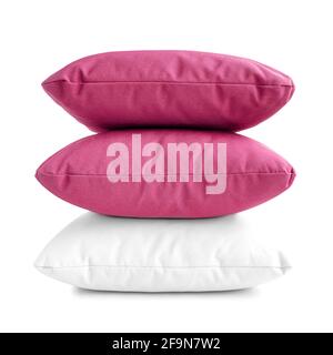 Pillows - stack of three cushions on white background Stock Photo