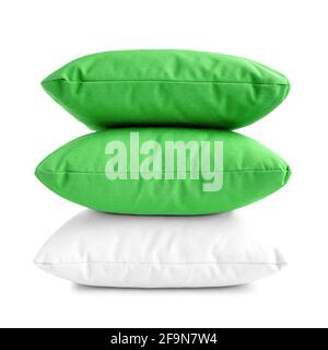 Pillows - stack of three cushions on white background Stock Photo