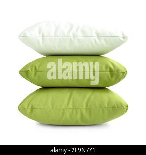 Pillows - stack of three cushions on white background Stock Photo