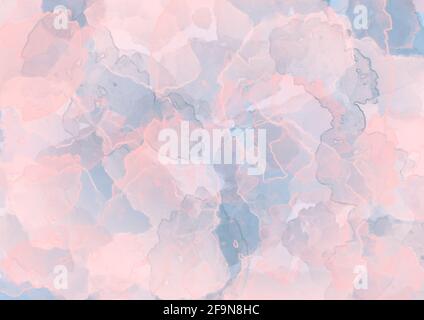 Abstract watercolor grunge background in pastel color. Illustration of paint drips in pink and blue Stock Photo