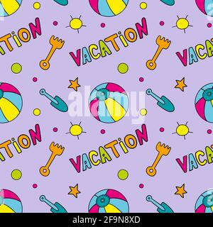 Hand drawn doodle summer vacation vector pattern  Stock Vector